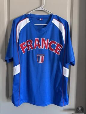 FRANCE Futbol Soccer Jersey #10 Men’s Large Blue Red Short Sleeve